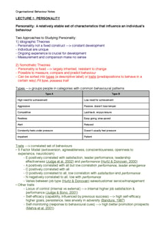 Organisational Behaviour (MG102) Notes