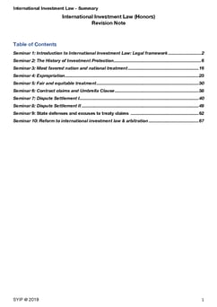 International Investment Law (Honours) Notes
